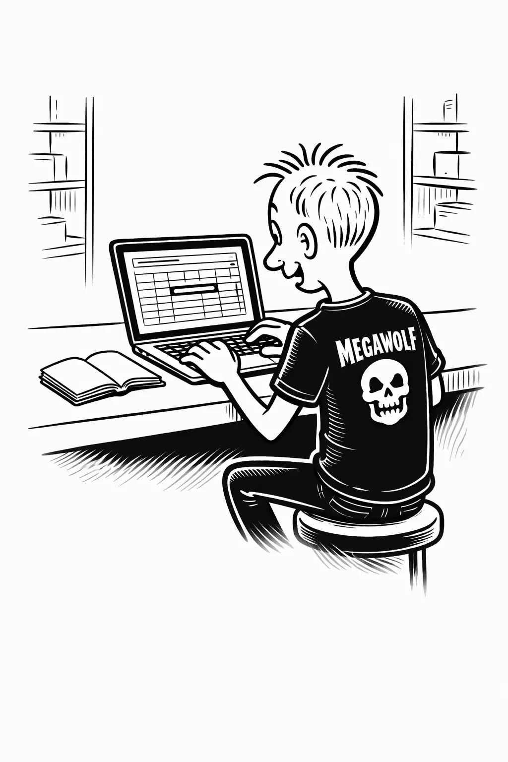 Gary confidently searching a spreadsheet