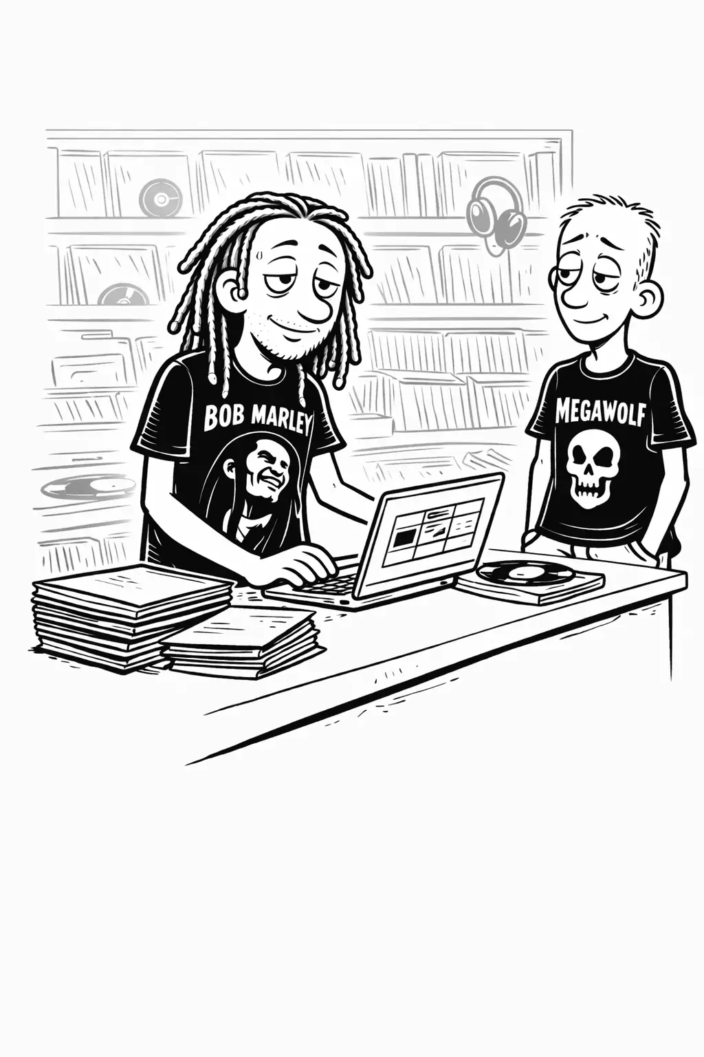 Gary looking at a spreadsheet with highlighted cells