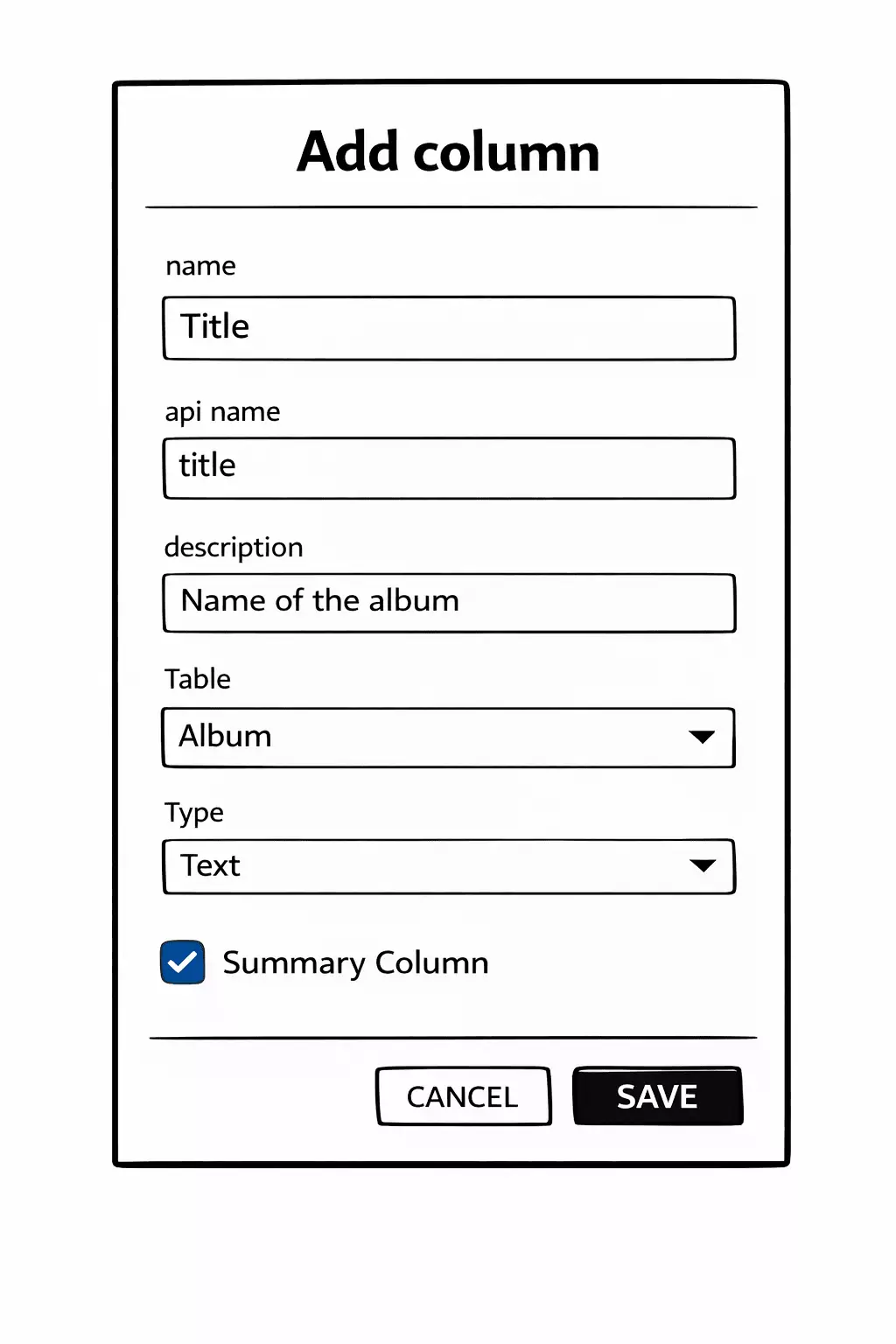 Laptop screen showing one table with multiple structured columns