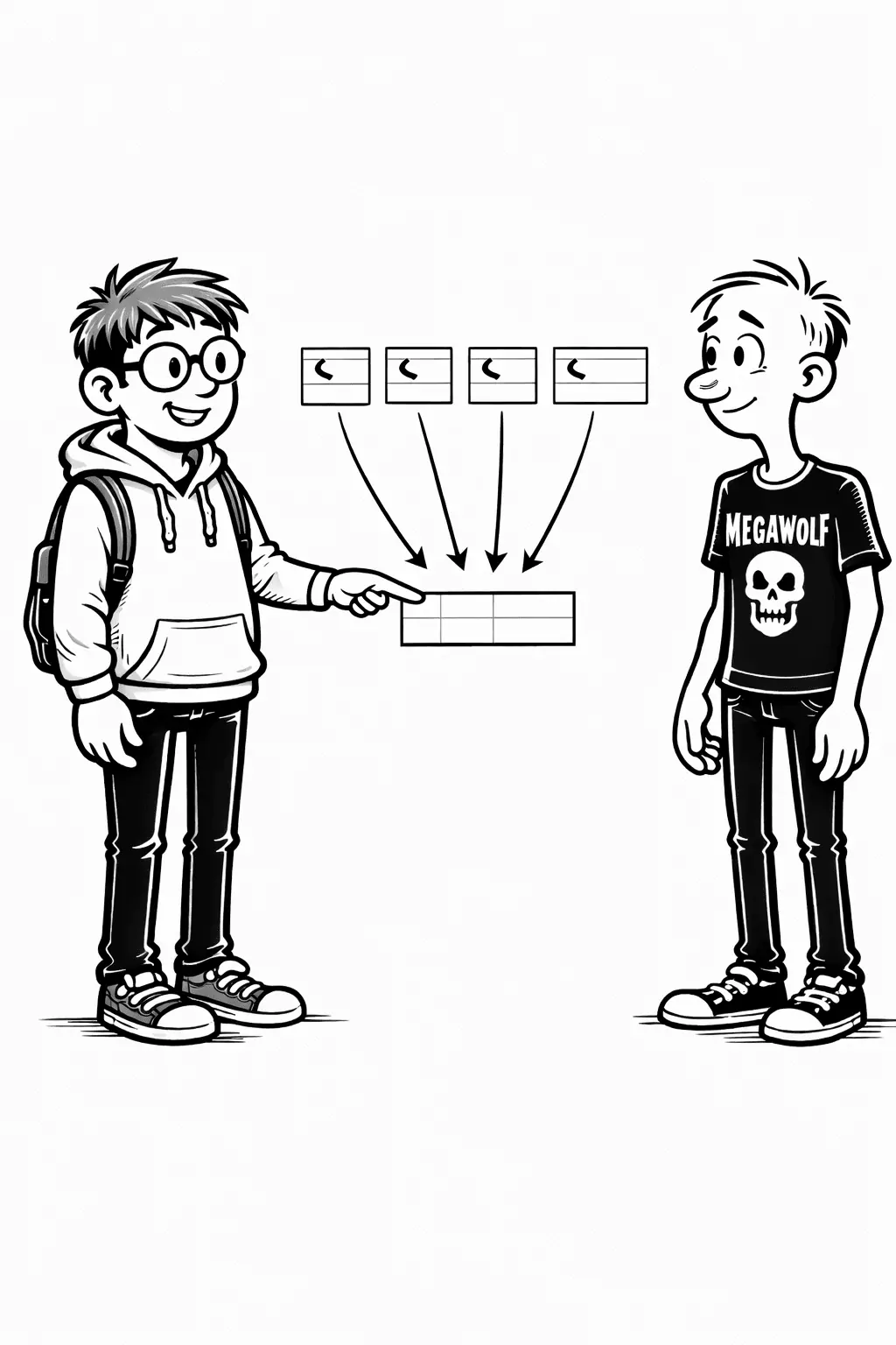 Sam pointing from phone numbers back to a customer row