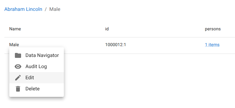 Screenshot: Inline editing of related data in a generated form