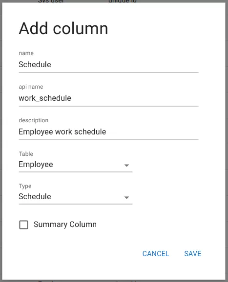 Add schedule column