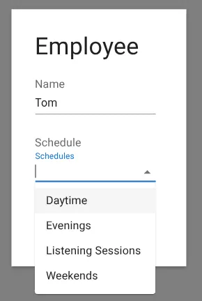 Select schedule per row