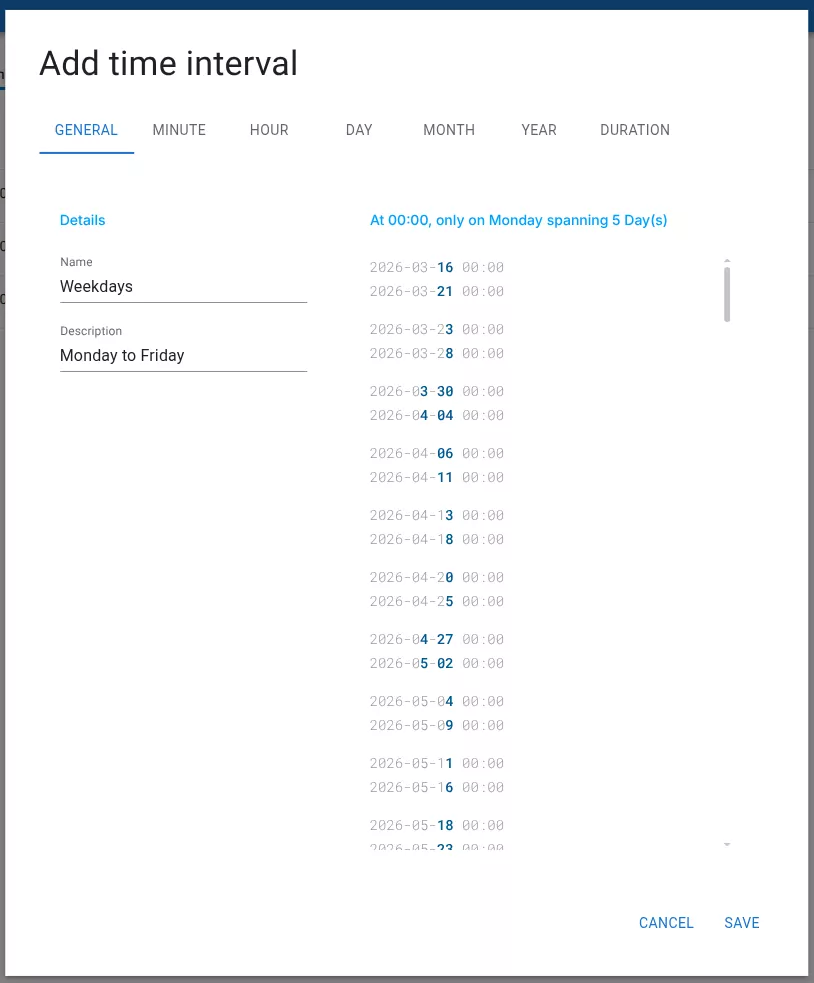 Create time interval