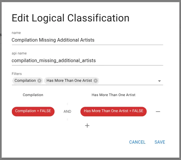 Edit logical classification