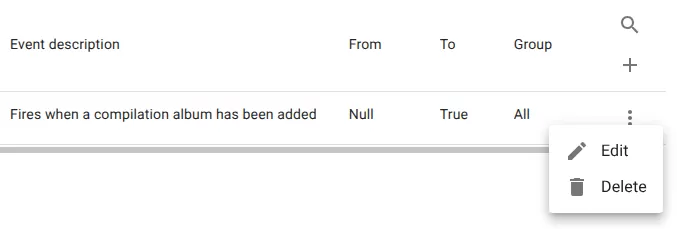 Classification event menu