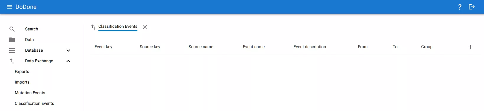 Classification events view