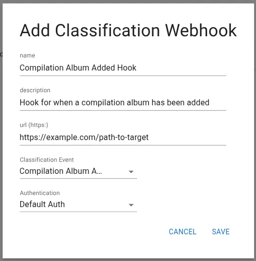 Add classification web hook