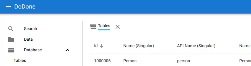 New table added to the list