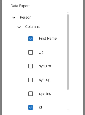 GDPR export configuration