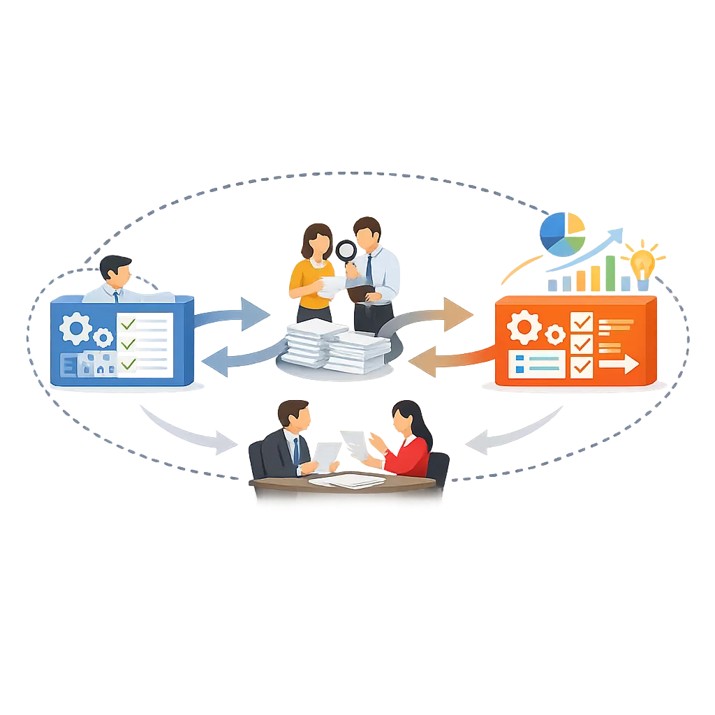 Flow showing system output being adjusted before reaching decision-making