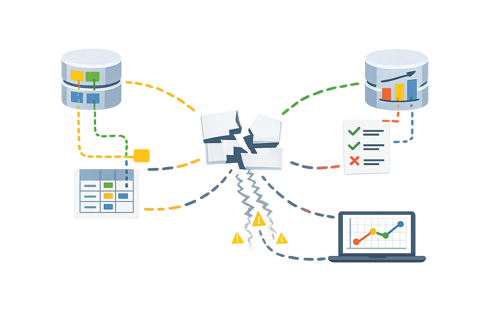 Multiple fragmented flows failing to converge into a unified output
