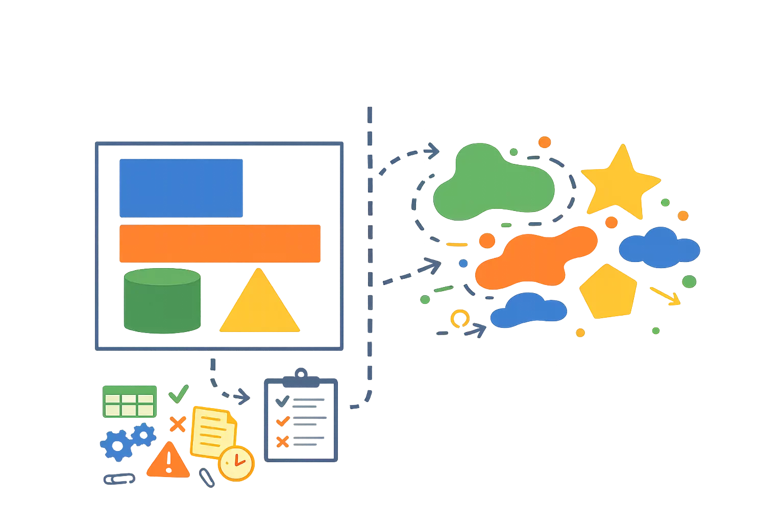 Flow from structured model to growing exception complexity to decision friction