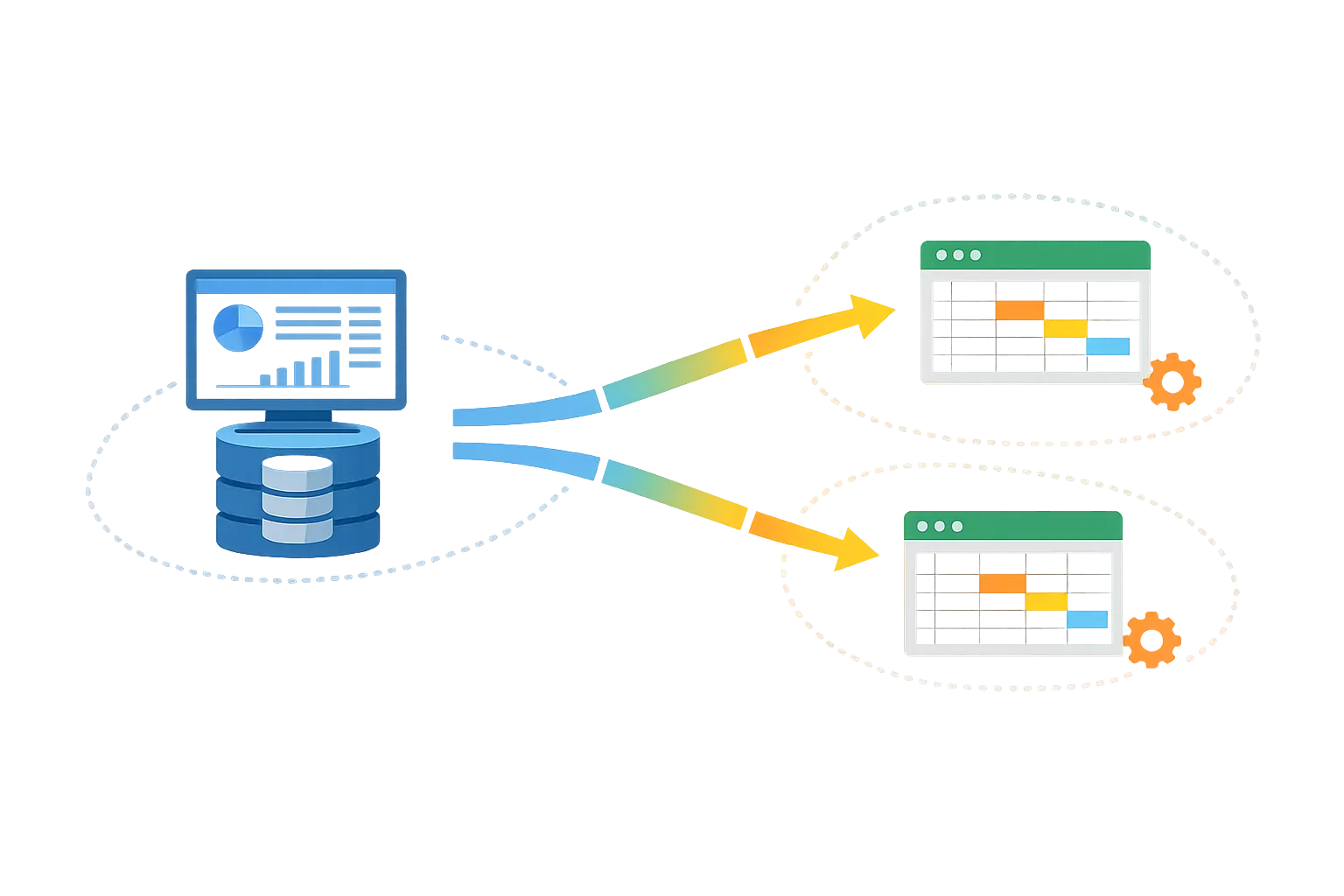 Two diverging data blocks evolving separately