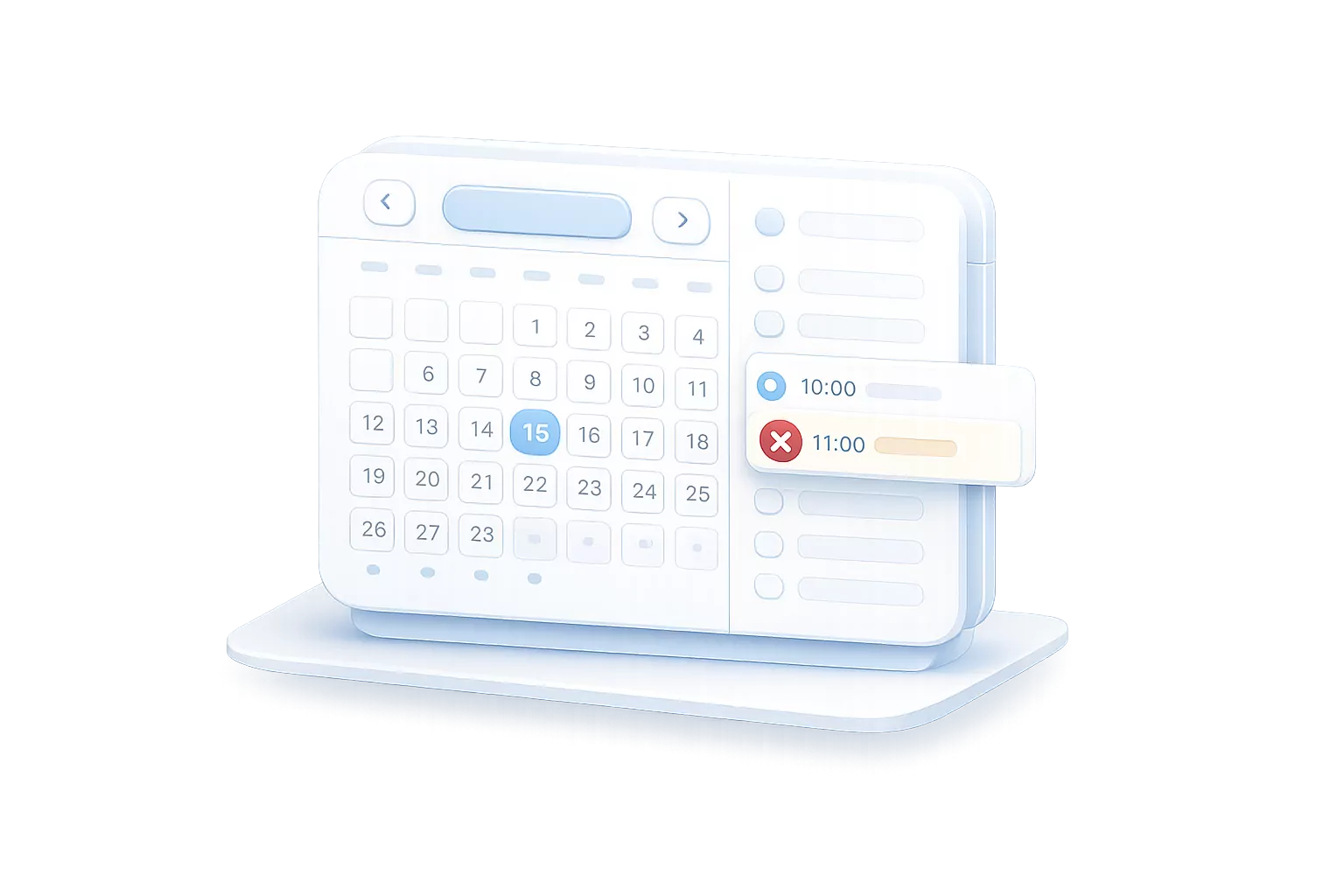 Selectable time slots generated from a schedule